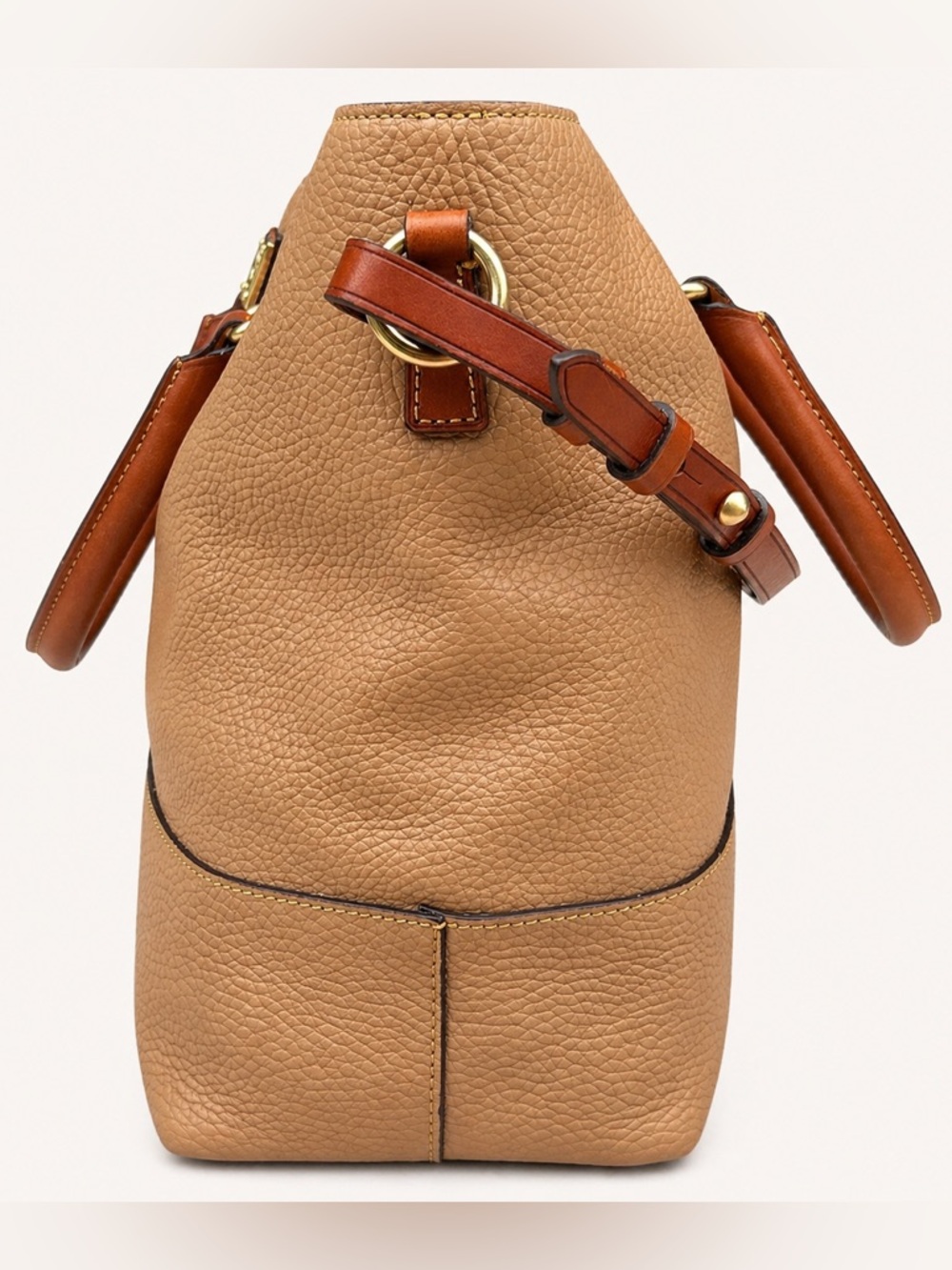Dooney & Bourke Leather Satchel Tan Brown + Dust Bag Large - Picture 2 of 14